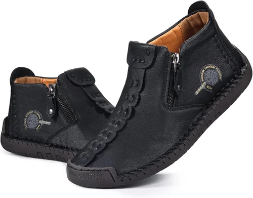 Vista 7 de Govicta - Mocasines de hombre de cuero, uso casual, zapatos de hombre, botas chukka hasta el tobillo, cómodo calzado sin cordones, para el trabajo