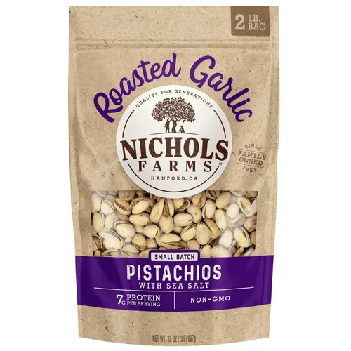 Vista 3 de Nichols Farms Pistachos Orgánicos de California en Cáscara, Aperitivo Proteico Saludable, Habanero Lima, 14 oz