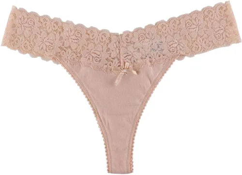 Vista 2 de UWOCEKA - Tangas de algodón para mujer variedad de tangas de encaje 10 unidades de bragas Tanga