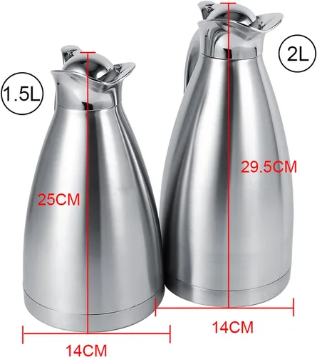 Vista 4 de Olla de café, jarra de café térmica aislada al vacío de doble pared, dispensador de ollas de té multiuso, botella de acero inoxidable para café