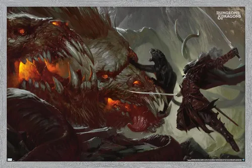 Vista 13 de Trends International Póster de pared de Dungeons and Dragons Drizzt vs Demogorgon, 22.4 pulgadas de largo x 14.7 W, versión enmarcada de madera