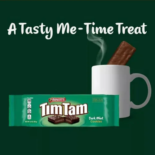 Vista 4 de Tim Tam Galletas de chocolate australianas (paquete de 4 x 5.82 oz Ea) menta oscura tamaño completo, importadas de Australia