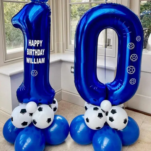 Vista 2 de Globos de número 0 azul marino, 40 pulgadas, globos de cumpleaños grandes de papel aluminio brillante azul oscuro, globos digitales de número