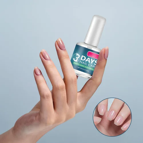 Vista 3 de 3 días de cuidado de uñas - Queratina aminoácido cuidado de uñas, fortalecimiento e hidratación, para uñas secas, débiles y frágiles, 0.5 fl oz/0.56