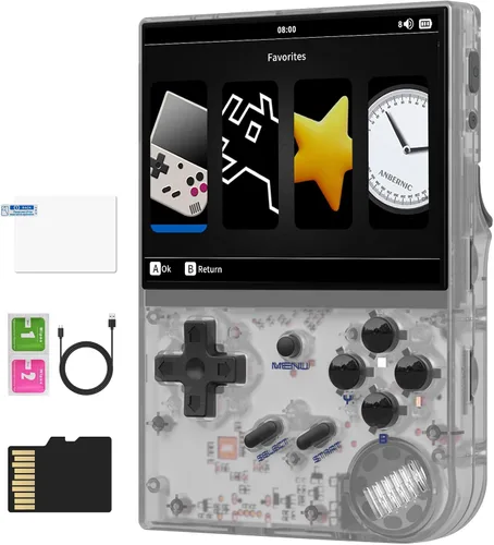 Vista 8 de RG35XX - Consola de juegos portátil retro Sistema Linux HD y salida de TV Pantalla IPS de 3.5 pulgadas Tarjeta TF 64G Tarjeta TF 5500+