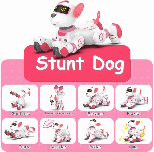 Vista 2 de SONOMO Juguete de Perro Robot con Control Remoto, Juguetes de Cachorro Robótico Interactivos - Robot Perro de Acrobacias Divertido y Programable