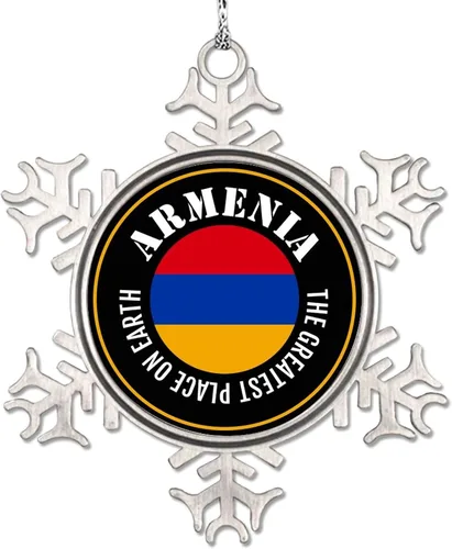 Vista 11 de Adornos de copo de nieve de Albania, adornos para árboles de Navidad, bandera de recuerdo de ciudad, adornos de Navidad personalizados, colgante