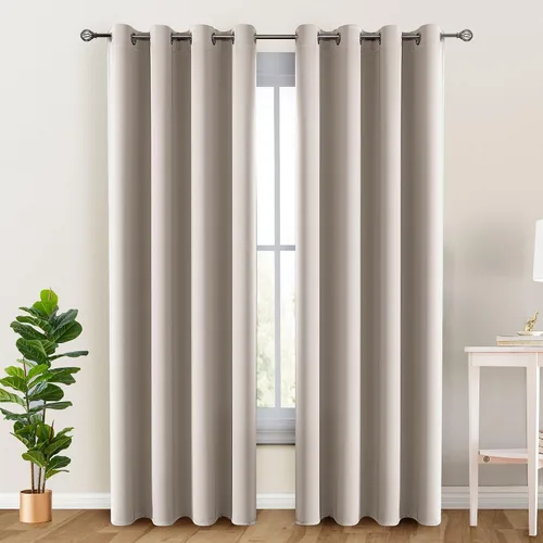 Vista 32 de LUX Décor - Juego de 2 paneles de cortinas opacas de alta calidad de 63 pulgadas de largo, cortinas de oscurecimiento de habitación con aislamiento