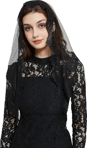 Vista 2 de FANFAN Triángulo Mantilla Velo Capilla Velo Encaje Masa Latina..