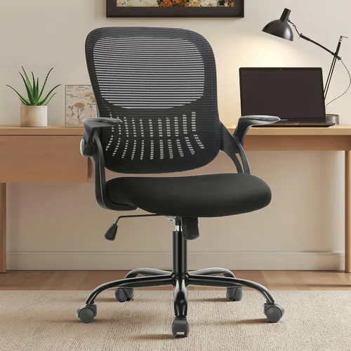 Vista 12 de Sweetcrispy Silla ejecutiva de gestión de oficina en casa, silla ergonómica de malla ajustable giratoria de escritorio para computadora con soporte