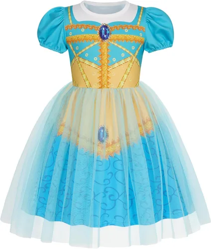 Vista 10 de Vestido de princesa para niñas, vestido de tul, disfraz de princesa, trajes Rosa