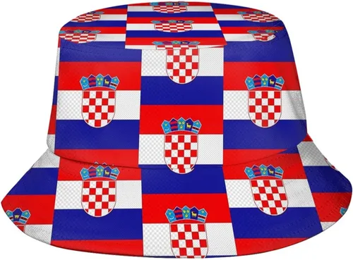 Vista 7 de Sombrero de pescador croata con bandera de Croacia, gorra de pescador croata para exteriores para mujeres y hombres Bandera de Croacia-g006