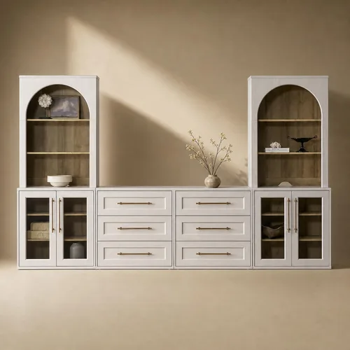 Vista 12 de mopio Blake Centro de entretenimiento de 4 piezas con almacenamiento, cómoda gabinete de almacenamiento modular de granja moderna soporte para TV