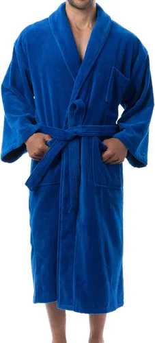 Vista 4 de Alpine Swiss Aiden - Albornoz de velour de algodón y felpa para hombre, para spa, cuello de chal