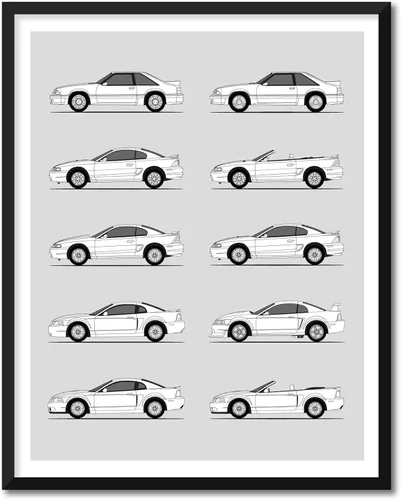 Vista 12 de Idea Network Póster hecho a mano compatible con Ford Print Wall Art Decoración hecha a mano de lo mejor de las generaciones de Ford, Historia Ford