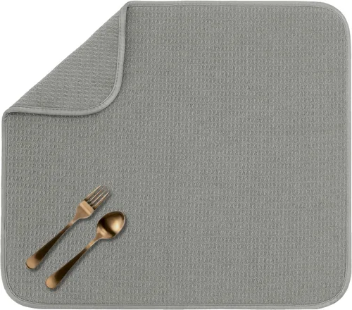 Vista 44 de S&T INC. Tapete de microfibra para secado de platos, reversible y absorbente para cocina, de 16 x 18 pulgadas, color negro