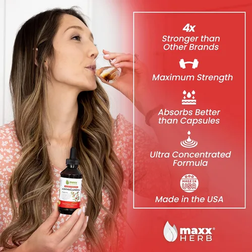 Vista 2 de Maxx Herb Extracto de Ashwagandha: la tintura líquida de máxima fuerza se absorbe mejor que las cápsulas o el polvo, para resistencia, memoria