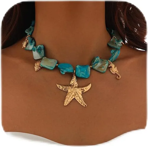 Vista 26 de Collar de concha marina de Your Always Charm para mujer, collar de concha ajustable con capas de encanto de concha marina para mujer, atuendos de A