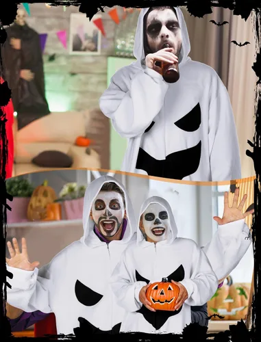 Vista 5 de Shinymoon Disfraz de calabaza para adulto, disfraz de calabaza de Halloween, pijamas de calabaza para hombre y mujer, disfraz de calabaza Jack O