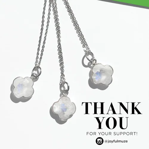 Vista 27 de Genuine Gemstone Necklace, Carved Four Leaf Clover Shape, Amethyst, Moonstone, Amazonite, Tourmaline, Labradorite, 925 Sterling Silver Jewelry