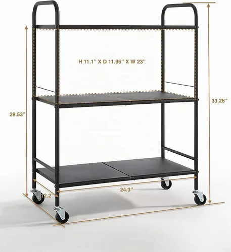 Vista 6 de SunnyPoint Carrito de manualidades organizador con ruedas de metal (grande, BLK)