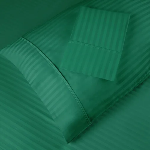 Vista 2 de Algodón egipcio de 300 hilos franjas Funda de almohada Set, Hunter Green, King