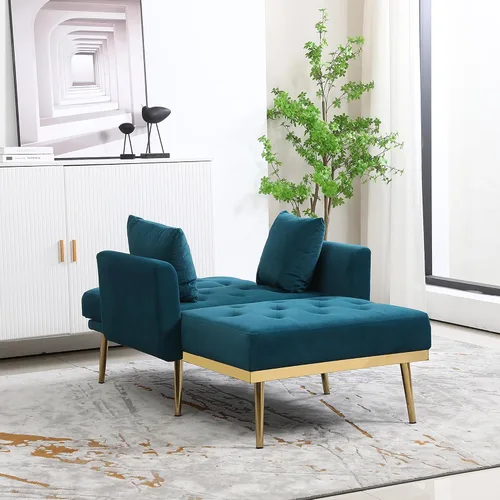 Vista 5 de BEEY Sofá individual de tela, cómodo sillón tapizado, muebles de sala de estar, sofá biplaza azul marino de 53 pulgadas, sofás pequeños