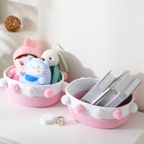 Vista 6 de Cesta de regalo vacía para llenar con bolsa, lazo para tirar, tarjeta de felicitación y cinta para mujeres bebés, cesta de regalo rosa para baby
