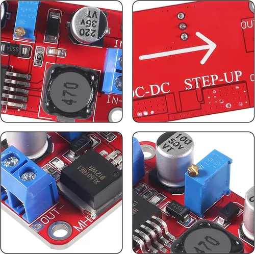Vista 3 de 4PCS XL6019 5A módulo de alimentación elevador, ajustable DC-DC 3.3V-35V a 5V 6V 9V 12V 24V Regulador de voltaje módulos de potencia módulos