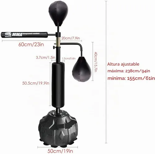 Vista 5 de InnoLife MMA Boxing Speed Trainer Punching Spinning Bar con doble cabezal de punzonado