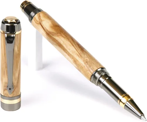 Vista 20 de Lanier Pens Pluma estilográfica Elite - Gun Metal - Negro y Blanco Ébano