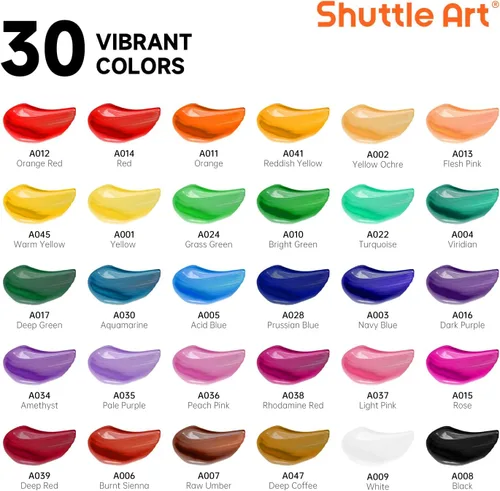 Vista 9 de Juego de 48 pinturas acrílicas para niños, Shuttle Art 30 colores de pintura acrílica con caballete de madera, lienzo, bloc de pintura, pinceles