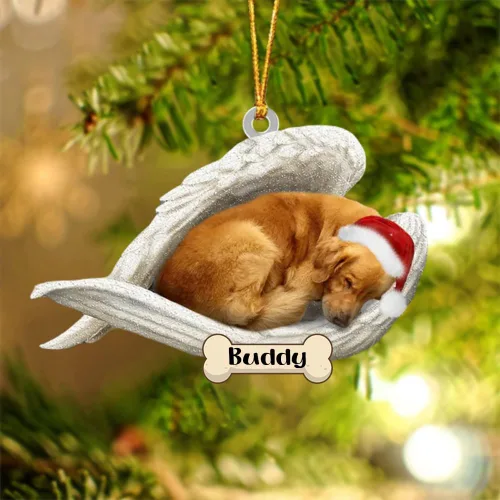 Vista 24 de Afghan Hounds - Adorno de Navidad con alas de ángel durmiente, recuerdo personalizado para perros 2024, adorno de forma acrílica, regalos