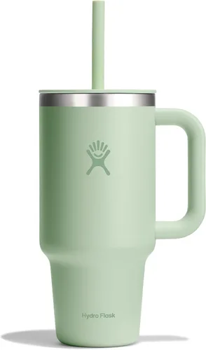 Vista 68 de Hydro Flask Vaso de Viaje con Asa, Tapa y Pajita - Acero Inoxidable Aislado en 24 Oz Aloe
