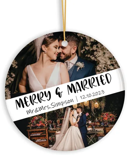 Vista 12 de Foto personalizada y nombre de nuevo papá, adorno de Navidad para nueva mamá, adorno personalizado de la primera Navidad del bebé, primera Navidad