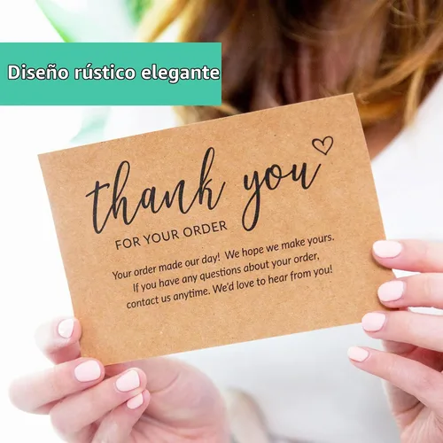 Vista 5 de 50 tarjetas de agradecimiento grandes de 4 x 6 in – Tarjetas postales Kraft a granel de compra para apoyar las compras de clientes de pequeñas Papel