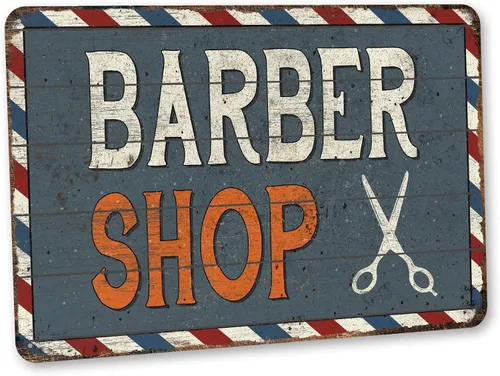 Vista 20 de Chico Creek Signs Letrero de barbería, decoración de salón, 8 x 12 pulgadas, aluminio, retro