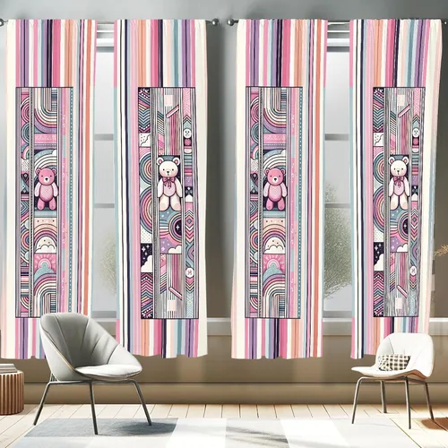Vista 6 de Ambesonne - Cortinas amarillas para ventana, arte moderno escandinavo de escena de jardín con flores de tulipán y mariposas bailando, juego de 2