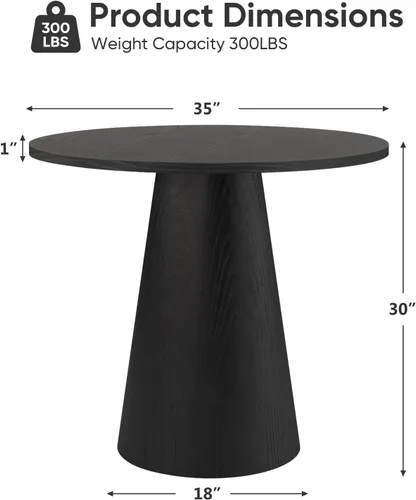 Vista 10 de Mesa de comedor redonda de madera para 2-4, mesa de cocina moderna