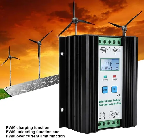 Vista 6 de CHRISK Controlador híbrido solar eólico de 9000 W PWM eólico controlador híbrido de energía solar controlador digital inteligente regulador de carga