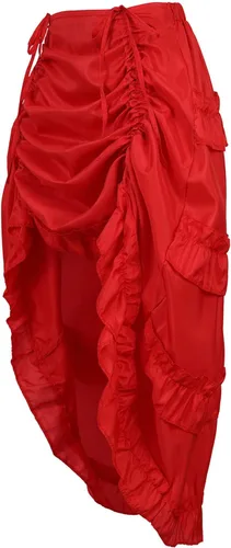 Vista 2 de Zhitunemi - Falda steampunk con volantes para mujer, prenda asimétrica, estilo gótico, talla extragrande, estilo pirata