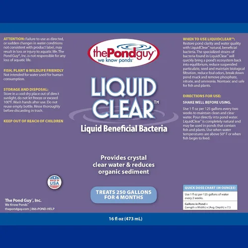 Vista 2 de The Pond Guy LiquidClear - Limpiador beneficioso para estanques de bacterias para jardines acuáticos al aire libre y estanques pequeños, reductor