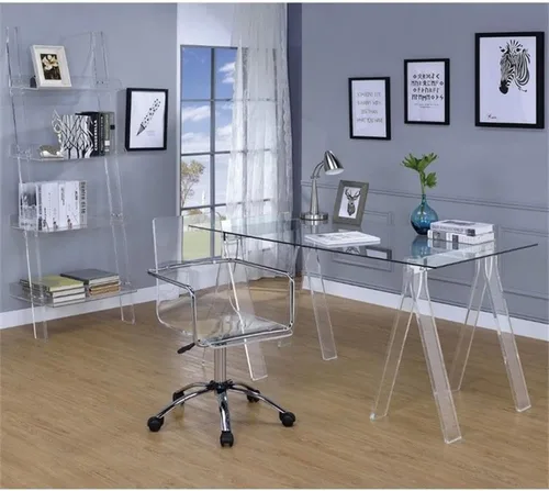 Vista 5 de Home Square Juego de 2 piezas con silla giratoria de oficina de acrílico y escritorio