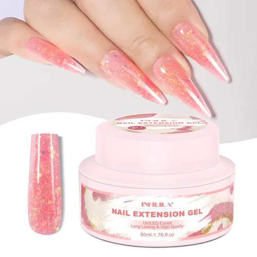 Vista 8 de NXJ INFILILA Gel de uñas de polietileno con purpurina, colores azul bebé, extensión de gel de poliéster para mejorar las uñas, engrosamiento