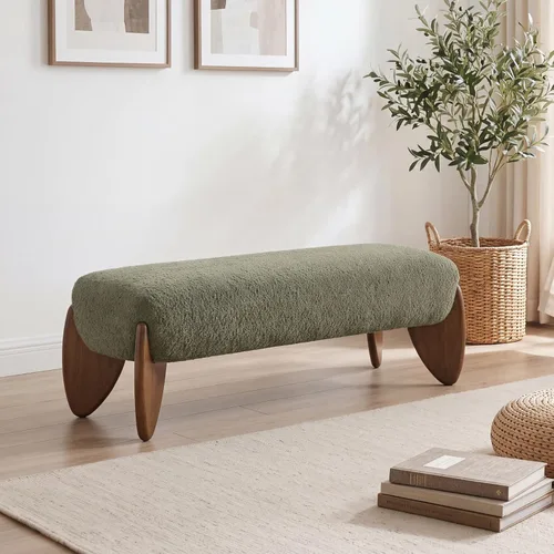 Vista 10 de CIMOTA Banco de entrada moderno, banco de dormitorio de 50 pulgadas, color Sherpa Beige