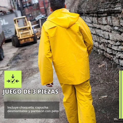 Vista 3 de Pioneer 577U Traje para lluvia de PVC, talla pequeña, color amarillo