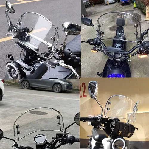 Vista 3 de Parabrisas para patinete, motocicleta, parasol a prueba de viento para bicicleta eléctrica (transparente)