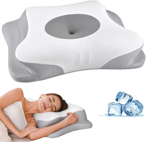 Vista 10 de Almohada cervical para aliviar el dolor de cuello, almohada cervical ergonómica para dormir, almohada de contorno para dormir de lado para soporte