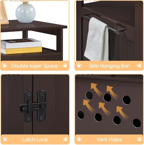 Vista 3 de Yaheetech Caja de Arena para Gatos Oculta, Mueble de Caja de Arena Oculta con Estante Abierto, Baño Interior para Gatos, Gabinete de Almacenamiento