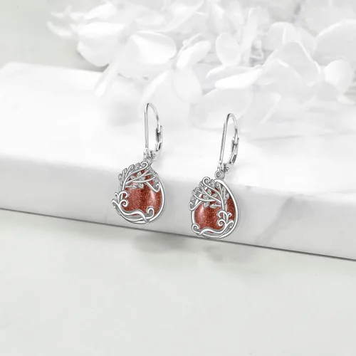 Vista 56 de Aretes colgantes con forma de lágrima de filigrana de piedra lunar de plata de ley 925 con cierre de palanca para mujer, regalos de joyería